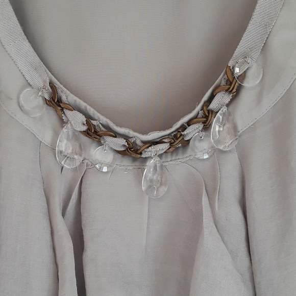 LOFT Gray Top with Ruffle Front-Size Small Petite - Picture 4 of 5